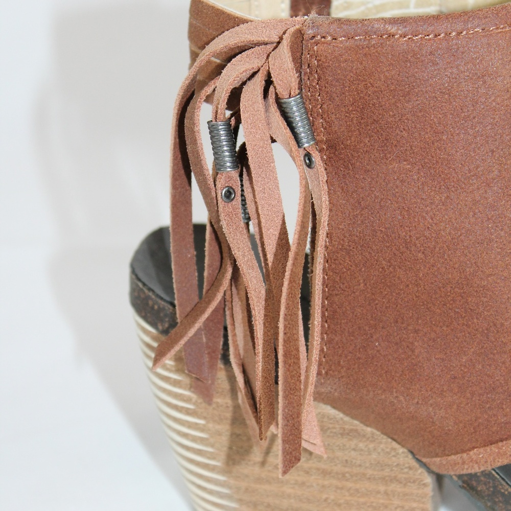 OTBT Heeled Sandal Booties Open Toe Brown NEW - Picture 7 of 8